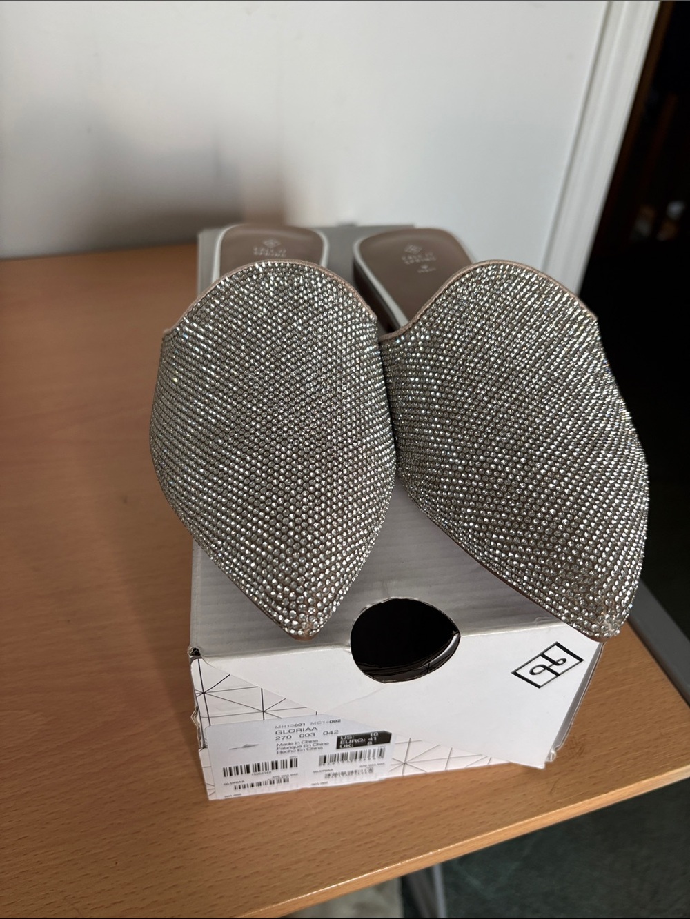 Silver Sparkle Pointed Toe Women’s Mules